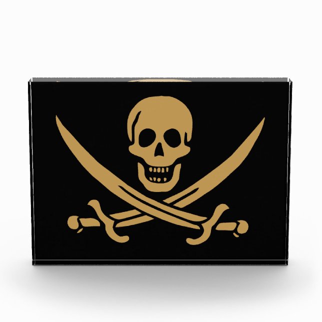 Aztec Gold Skull & Cutlass Pirate Calico Jack Photo Block (Front)