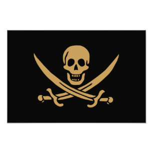 Aztec Gold Skull & Cutlass Pirate Calico Jack Photo Print