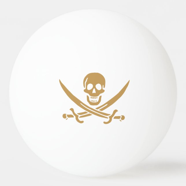 Aztec Gold Skull & Cutlass Pirate Calico Jack Ping Pong Ball (Front)