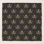 Aztec Gold Skull & Cutlass Pirate Calico Jack Scarf<br><div class="desc">A low growl rumbled across the waves, not from the storm brewing on the horizon, but from Captain Jack's throat. His dark eyes, usually gleaming with mischief, held a steely glint as he surveyed the approaching ship. The "Revenge, " his sloop, heeled slightly in the choppy water, its black hull...</div>