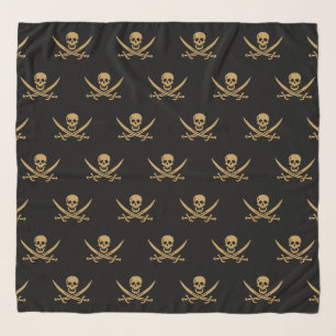 Aztec Gold Skull & Cutlass Pirate Calico Jack Scarf