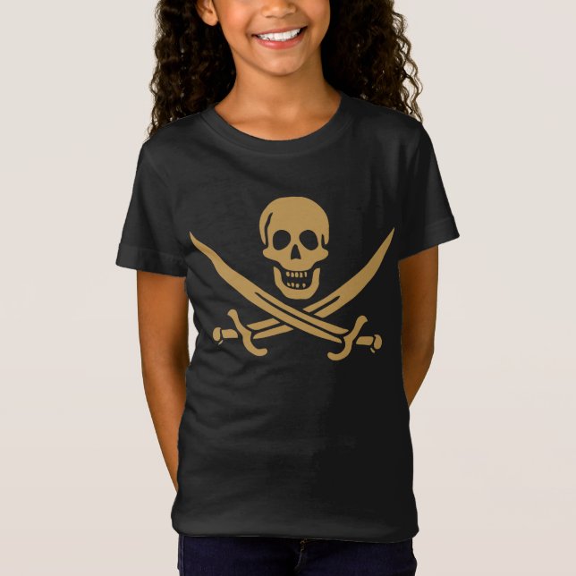 Aztec Gold Skull & Cutlass Pirate Calico Jack T-Shirt (Front)