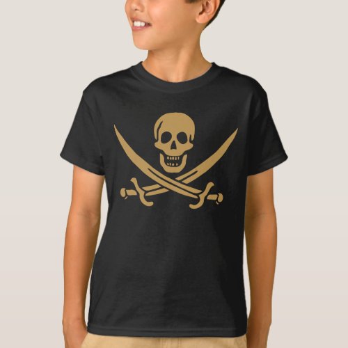 Aztec Gold Skull  Cutlass Pirate Calico Jack T_Shirt