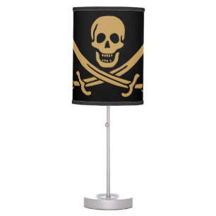 Aztec Gold Skull & Cutlass Pirate Calico Jack Table Lamp