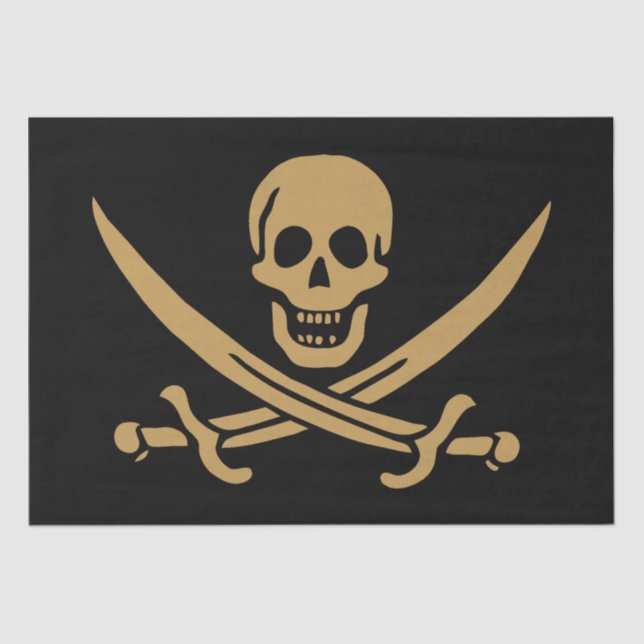 Aztec Gold Skull & Cutlass Pirate Calico Jack Tissue Paper (Front)
