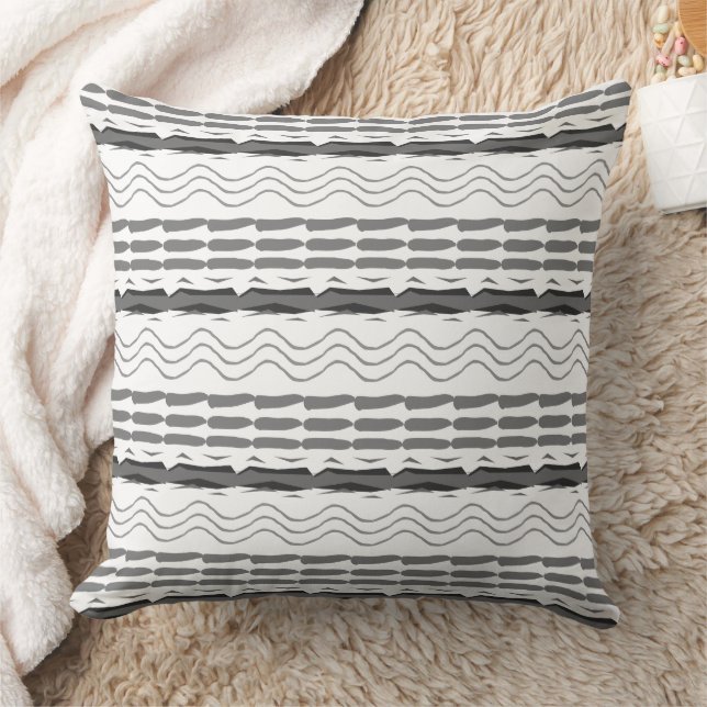 Aztec Gray Abstract Geometric Pattern Throw Pillow (Blanket)