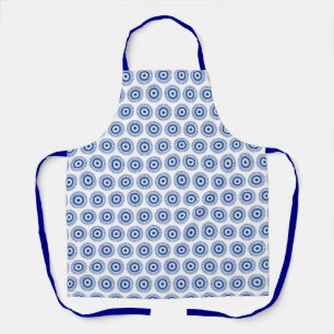 Aztec Greek Circle Key Evil Eye Pattern Blue Apron