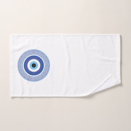 Aztec Greek Circle Key Evil Eye Pattern Blue Bath Towel Set | Zazzle
