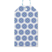 Aztec Greek Circle Key Evil Eye Pattern Blue Gift Tags
