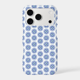 Aztec Greek Circle Key Evil Eye Pattern Blue iPhone 17 Pro Case