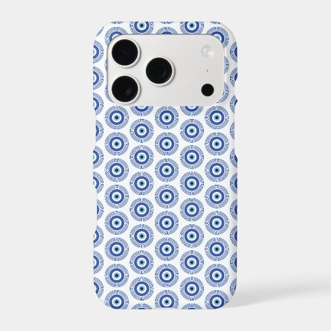Aztec Greek Circle Key Evil Eye Pattern Blue Iphone Case (Back)