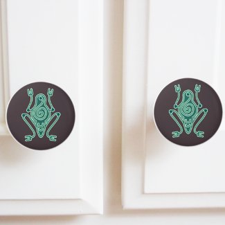 Aztec Green Frog Motif