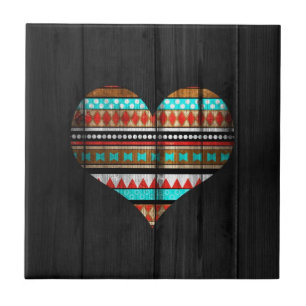 Aztec heart ceramic tile
