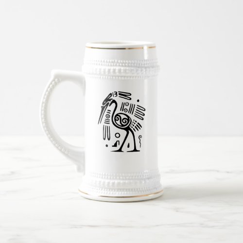 Aztec Heron Waterbird Art of Ancient Mexico  Beer Stein