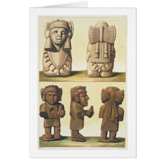 Aztec Idols, Mexico (colour lithograph) Cards (Front)