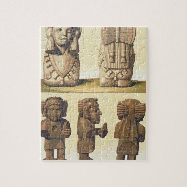 Aztec Idols, Mexico (colour lithograph) Jigsaw Puzzle (Vertical)