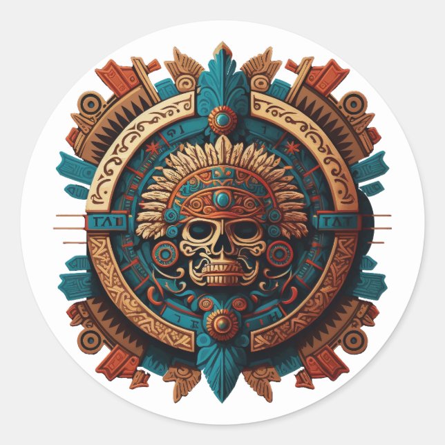 Aztec, Inca and Maya Ancient Symbol Classic Round Sticker (Front)