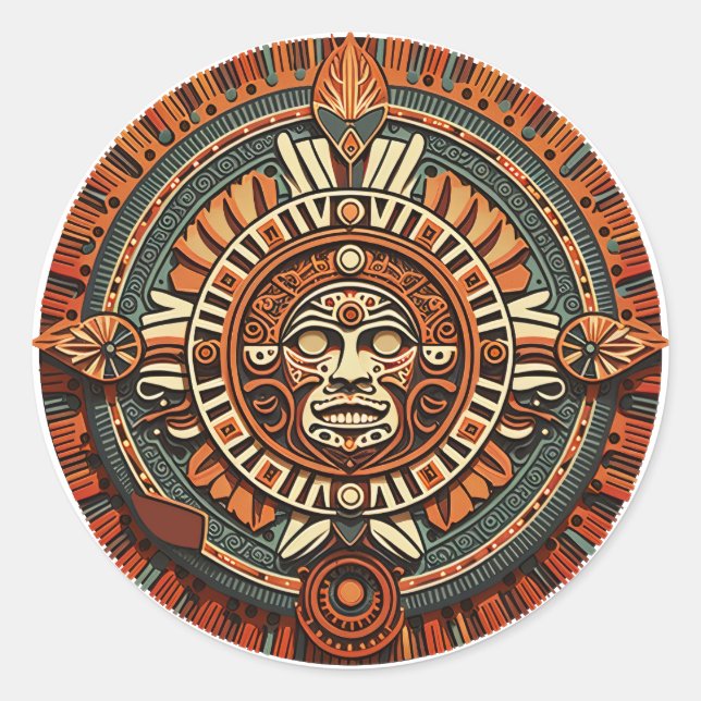 Aztec, Inca and Maya Ancient Symbol Classic Round Sticker (Front)