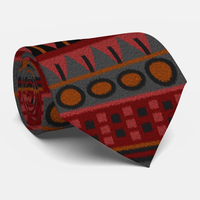 Aztec Inca Mayan Pre-columbian America Rug Theme Neck Tie (Rolled)