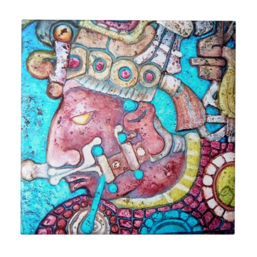 Aztec Indian Mayan temple High Priest relief Tile