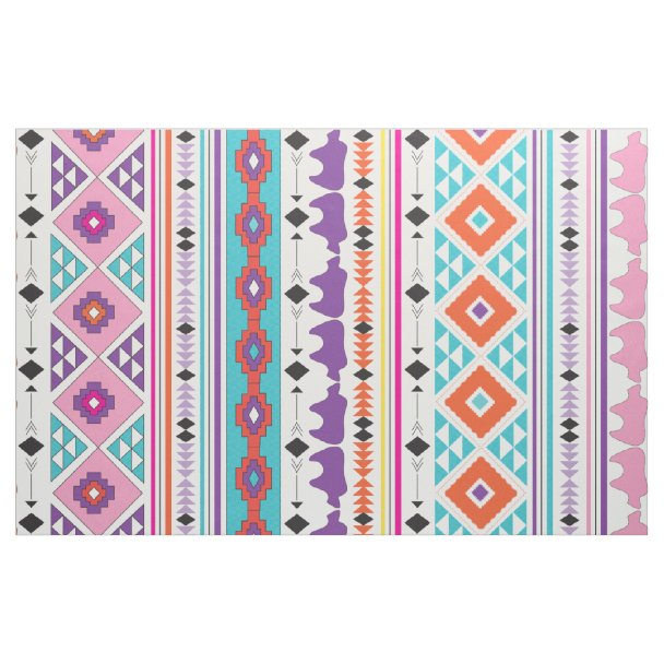 Orange Aztec Pattern Fabric | Zazzle.com