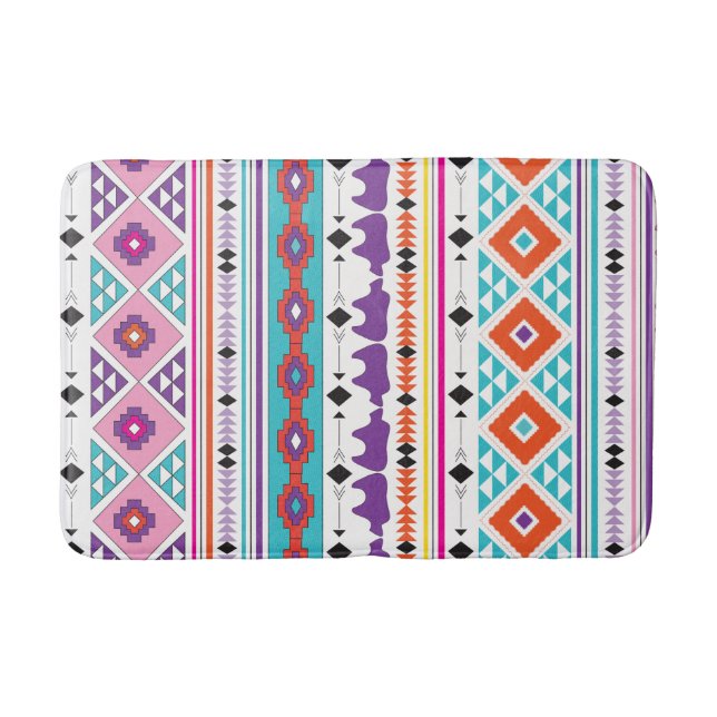 Aztec Indian Tribal Pattern Geometric Bath Mats (Front)