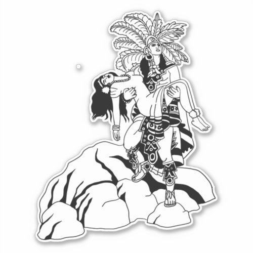 Aztec Indian warrior and princess mexican art Sticker