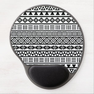 Aztec Influence Pattern Black on White Gel Mouse Pad