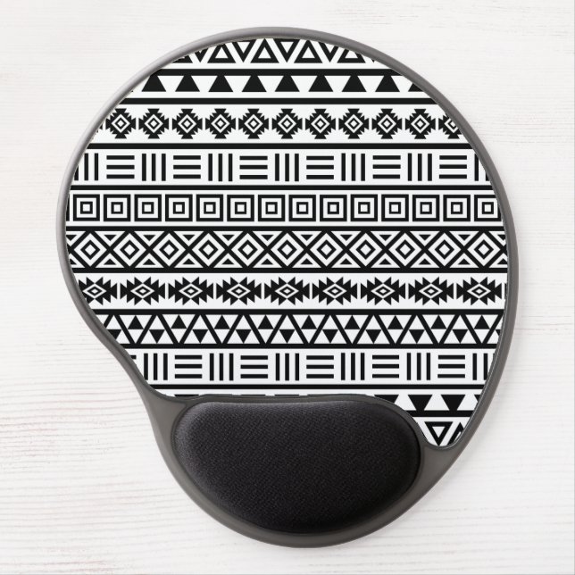 Aztec Influence Pattern Black on White Gel Mouse Pad (Front)