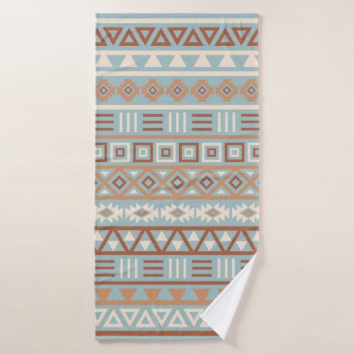 Aztec Influence Pattern Blue Cream Terracottas Bath Towel