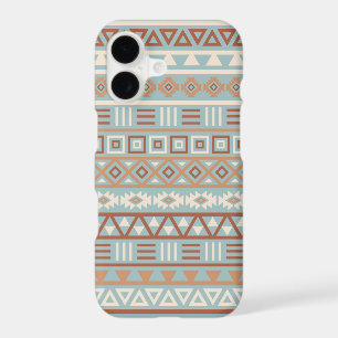 Aztec Influence Pattern Blue Cream Terracottas iPhone 17 Case