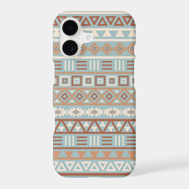 Aztec Influence Pattern Blue Cream Terracottas Case-Mate iPhone Case (Back)