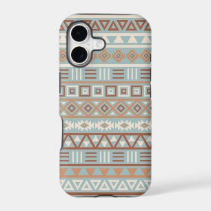 Aztec Influence Pattern Blue Cream Terracottas iPhone 17 Case