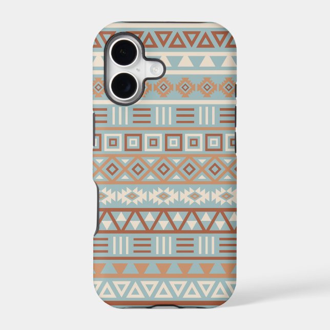 Aztec Influence Pattern Blue Cream Terracottas Case-Mate iPhone Case (Back)