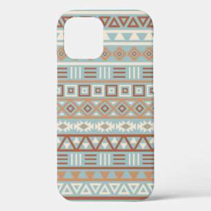 Aztec Influence Pattern Blue Cream Terracottas iPhone 12 Case