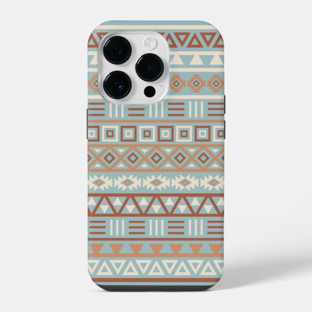Aztec Influence Pattern Blue Cream Terracottas iPhone Case (Back)