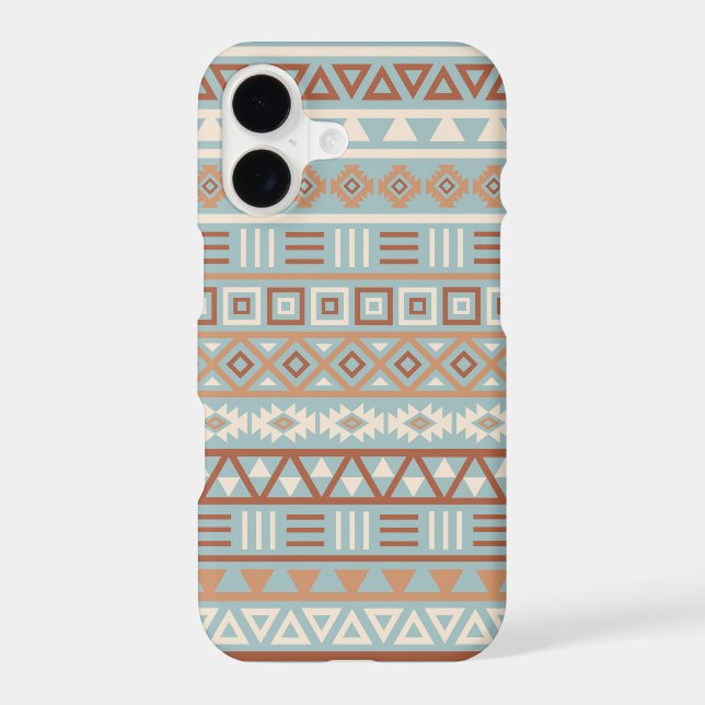 Aztec Influence Pattern Blue Cream Terracottas iPhone Case (Back)