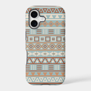 Aztec Influence Pattern Blue Cream Terracottas iPhone 17 Case