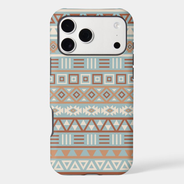 Aztec Influence Pattern Blue Cream Terracottas iPhone Case (Back)