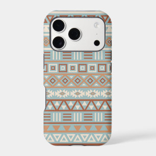 Aztec Influence Pattern Blue Cream Terracottas iPhone 17 Pro Case