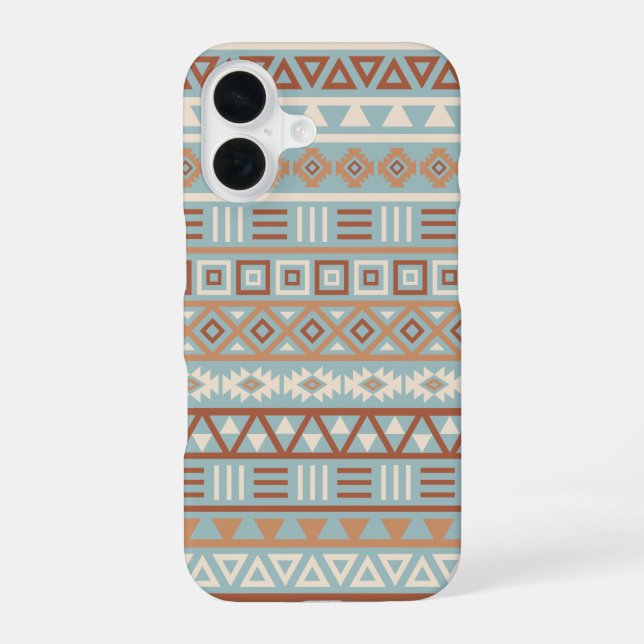 Aztec Influence Pattern Blue Cream Terracottas iPhone Case (Back)