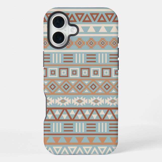 Aztec Influence Pattern Blue Cream Terracottas iPhone Case (Back)
