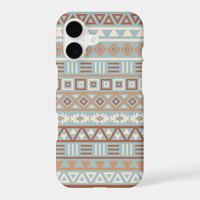 Aztec Influence Pattern Blue Cream Terracottas iPhone Case (Back)
