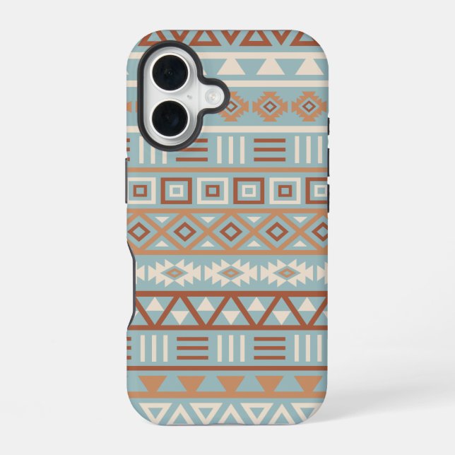 Aztec Influence Pattern Blue Cream Terracottas Iphone Case (Back)
