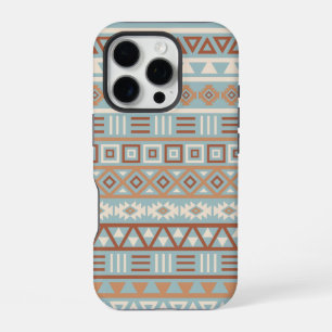Aztec Influence Pattern Blue Cream Terracottas iPhone 16 Pro Case