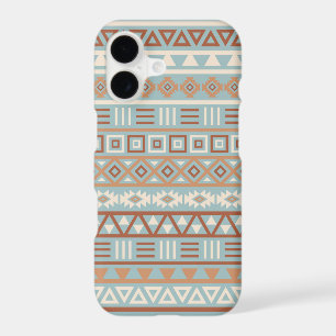 Aztec Influence Pattern Blue Cream Terracottas iPhone 17 Case