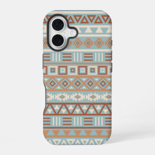 Aztec Influence Pattern Blue Cream Terracottas iPhone 16 Case