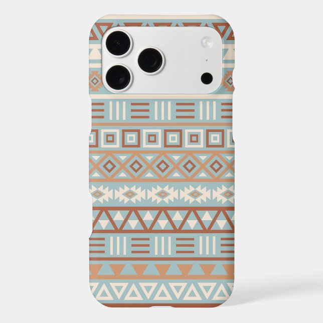Aztec Influence Pattern Blue Cream Terracottas Iphone Case (Back)