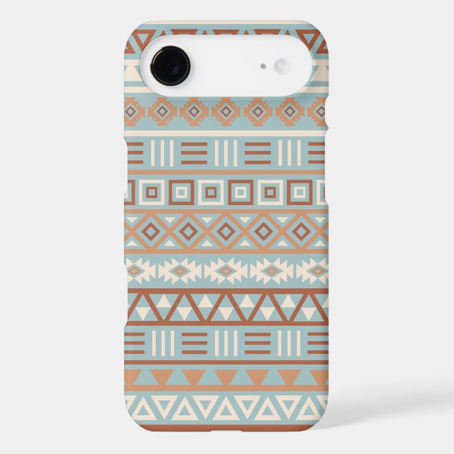 Aztec Influence Pattern Blue Cream Terracottas iPhone Case (Back)