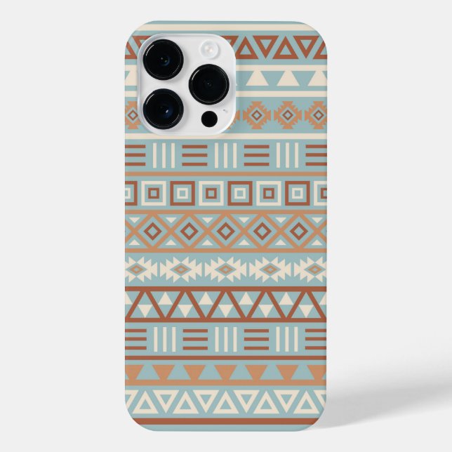 Aztec Influence Pattern Blue Cream Terracottas iPhone Case (Back)
